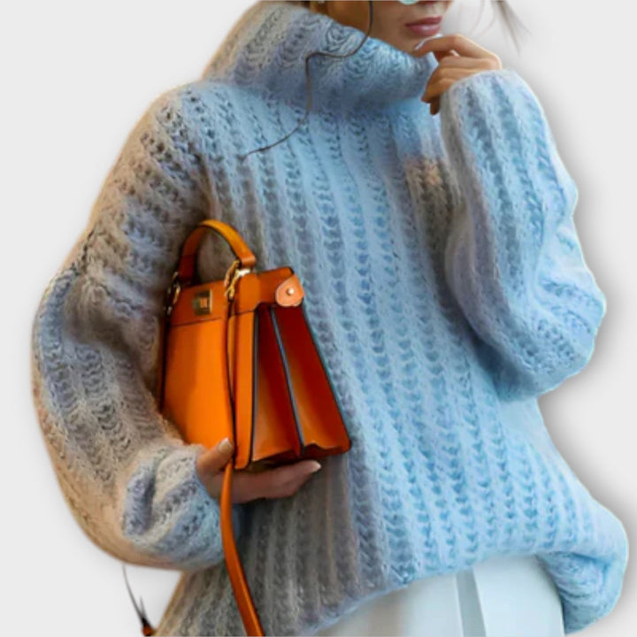 Paulina - Dámský měkký svetr s kapucí a dlouhými rukávy