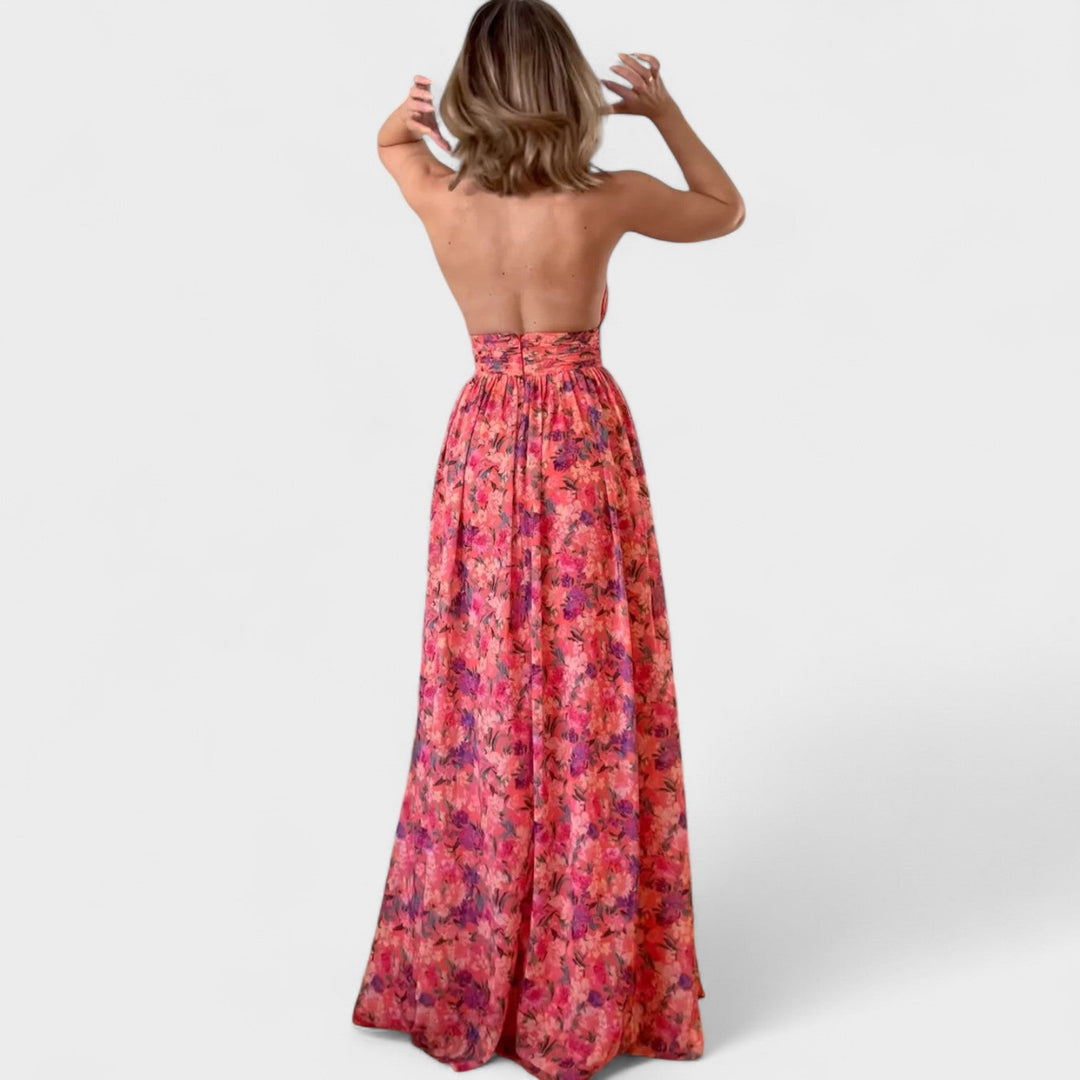 Floralia | Dlouhé šaty s volány a odhaleným zády