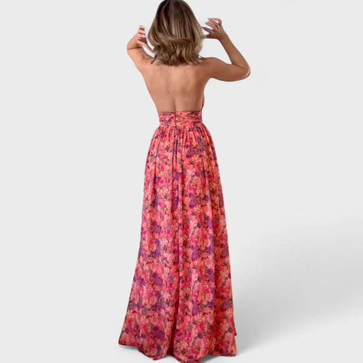 Floralia | Dlouhé šaty s volány a odhaleným zády
