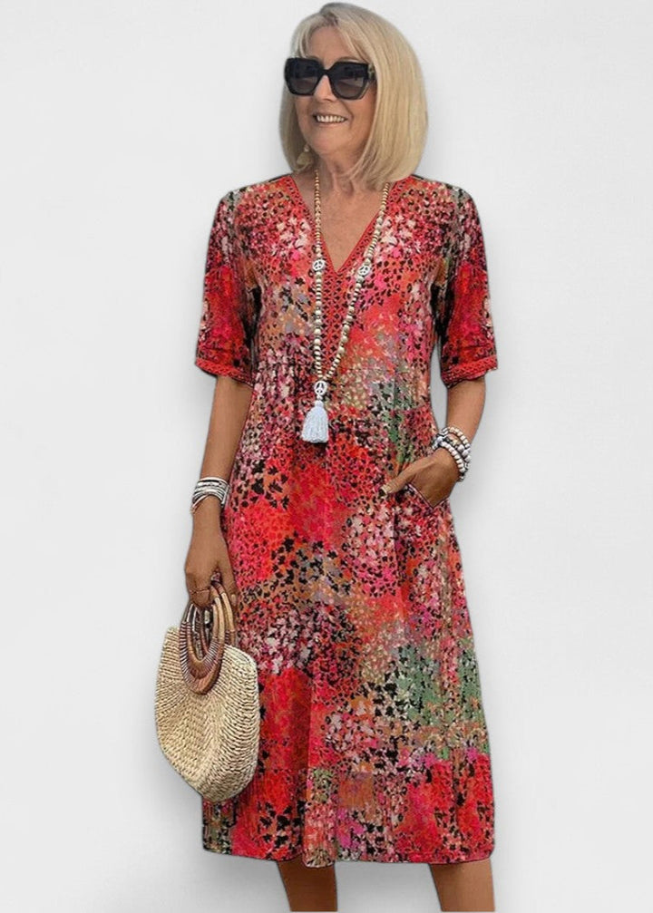 Lia | Midi Šaty pro Ženy z Lehkého Materiálu