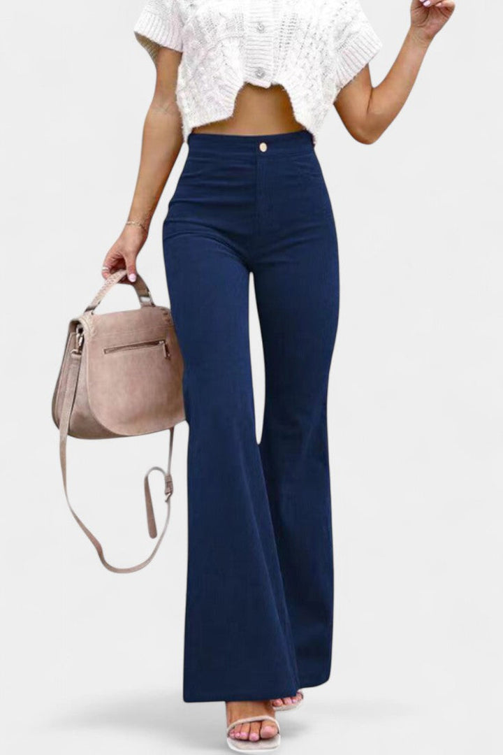 Kiara | Kalhoty s vysokým pasem a širokými nohavicemi z sametu