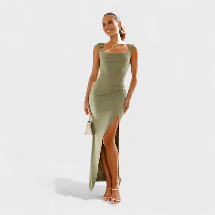 Sarella - Dlouhé šaty s odhaleným zadním dílem a mašlí