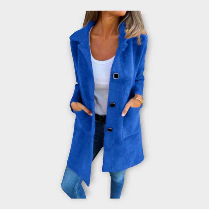 Elegantní vlněný kabát s zapínáním