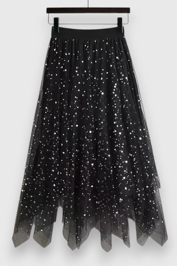 Colette | Alba sukně | Lesklé perličky s frézovaným lemem a vysokým pasem