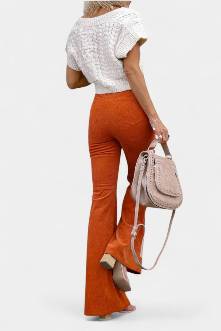 Kiara | Kalhoty s vysokým pasem a širokými nohavicemi z sametu