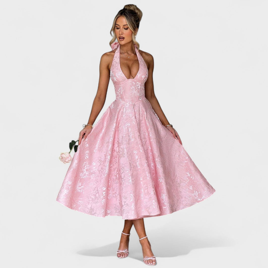 Effie - Midi šaty s V výstřihem