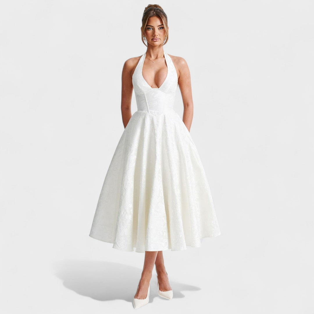 Effie - Midi šaty s V výstřihem