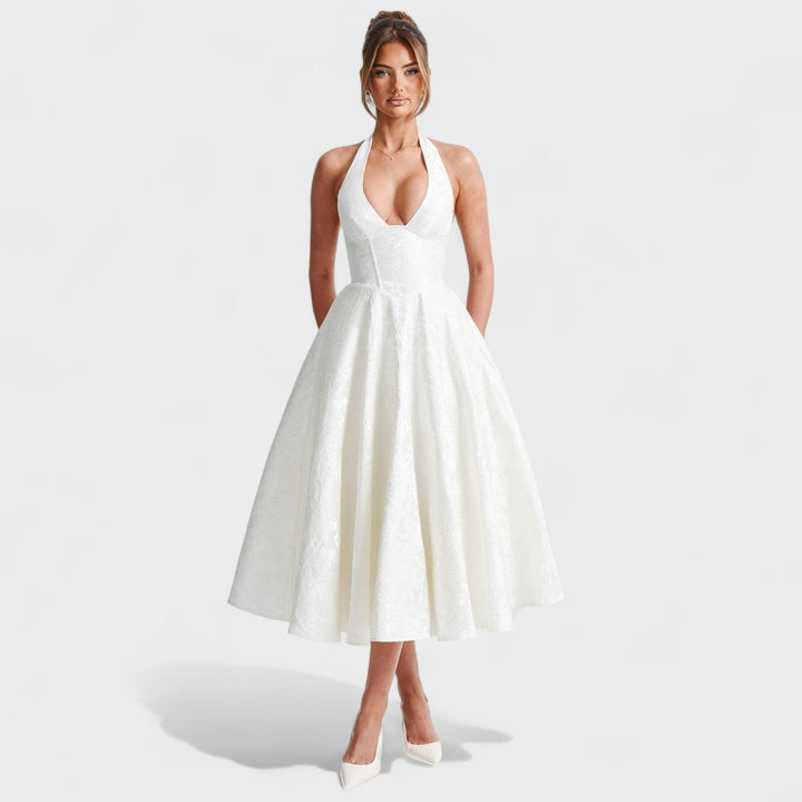 Effie - Midi šaty s V výstřihem