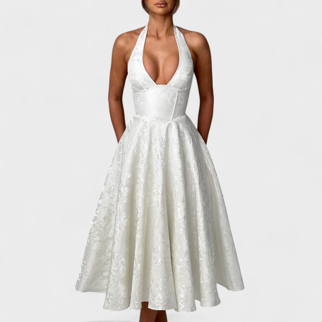 Effie - Midi šaty s V výstřihem