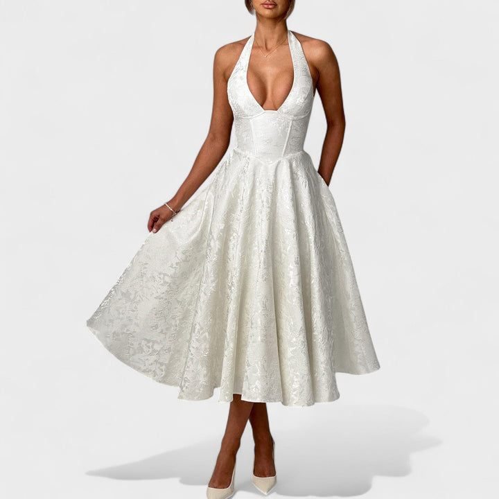 Effie - Midi šaty s V výstřihem