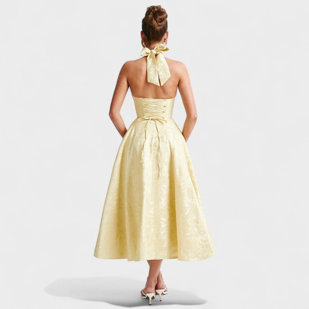 Effie - Midi šaty s V výstřihem