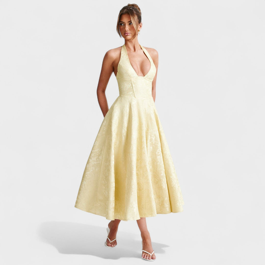 Effie - Midi šaty s V výstřihem