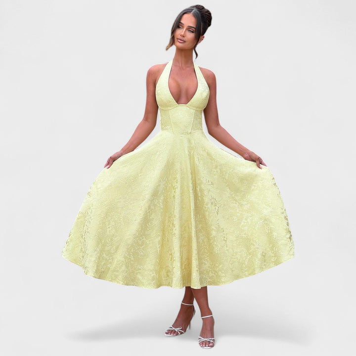 Effie - Midi šaty s V výstřihem