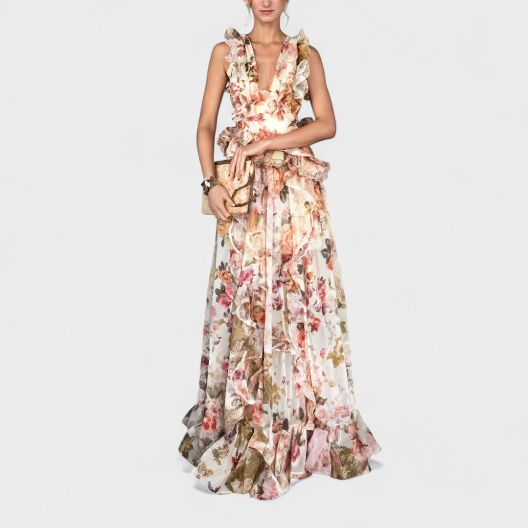 Isabela | Dlouhá šaty s květinovými volány