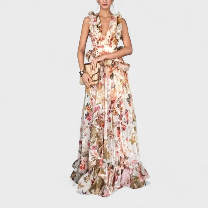 Isabela | Dlouhá šaty s květinovými volány