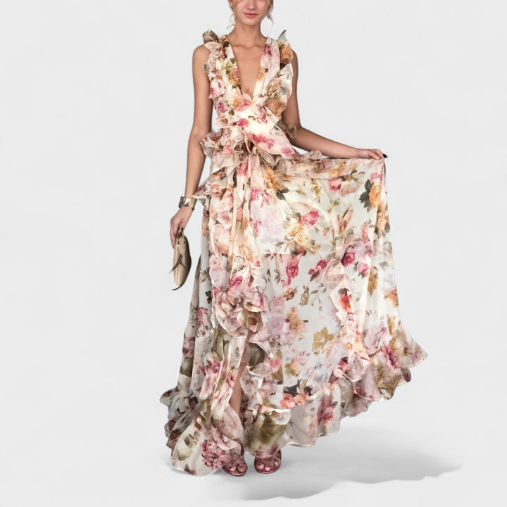 Isabela | Dlouhá šaty s květinovými volány