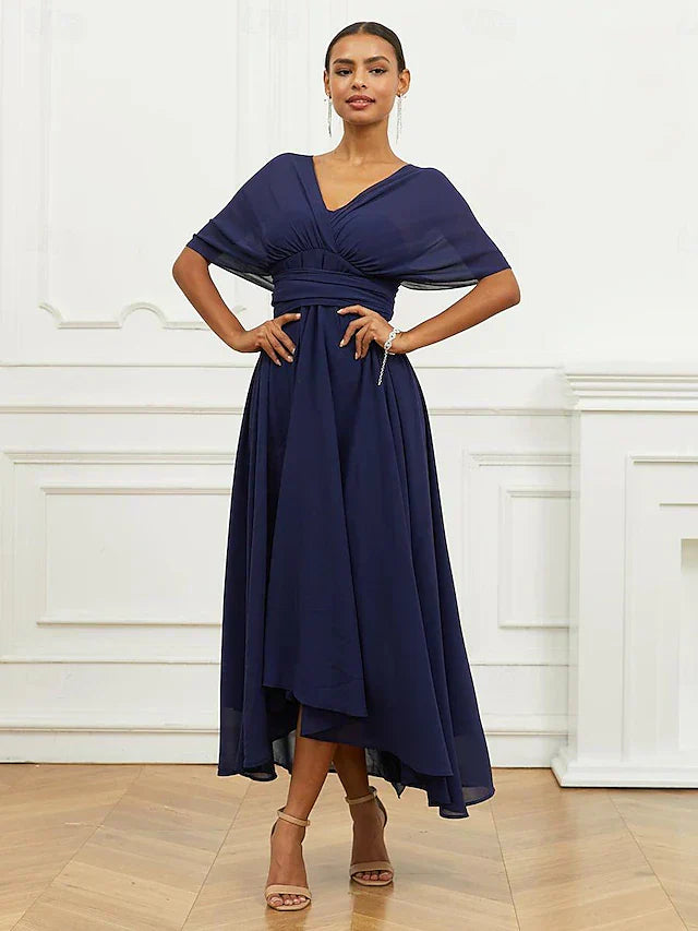 Helena | Helena Midi Formální Šaty s V Výstřihem