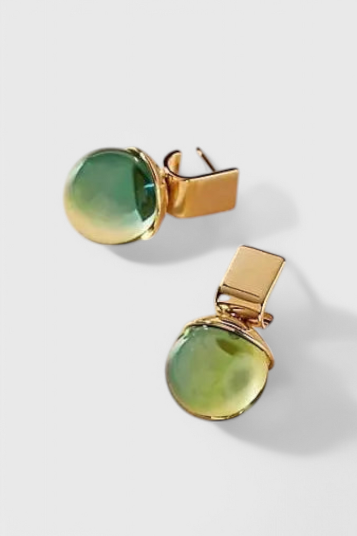 Vintage Zelené Krystalové Náušnice ve Zlatu