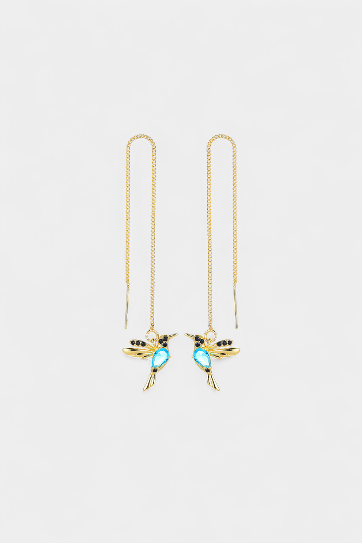 Náušnice s ptačím motivem a smíšeným zirkonem