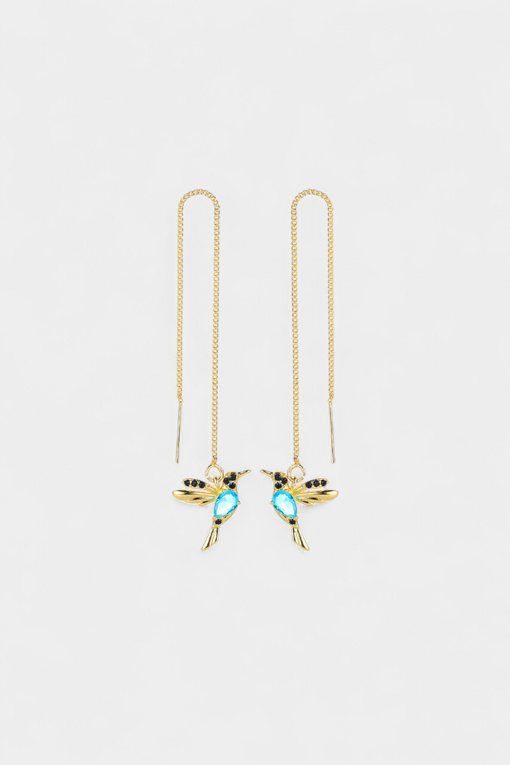 Náušnice s ptačím motivem a smíšeným zirkonem