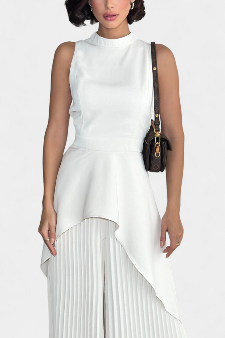 Isabel | Asymetrický komplet s plisovanými kalhotami