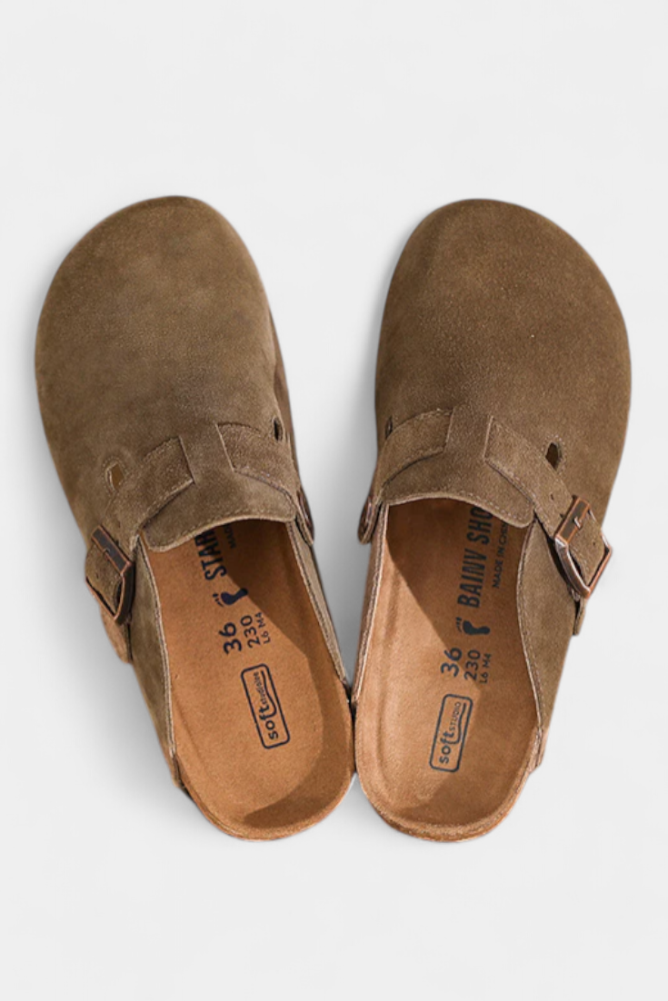 Lucia - Unisex Suede Pantofle s Nastavitelnou Přezkou