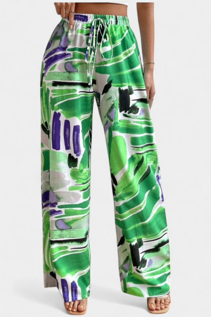 Senda | Kalhoty s širokými nohavicemi a abstraktním vzorem