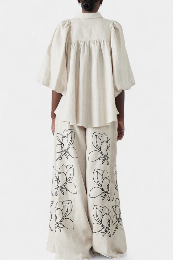 Helen | Sada z širokými kalhotami a chlupatými rukávy