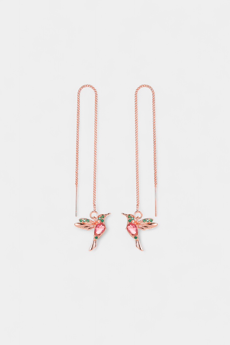 Náušnice s ptačím motivem a smíšeným zirkonem