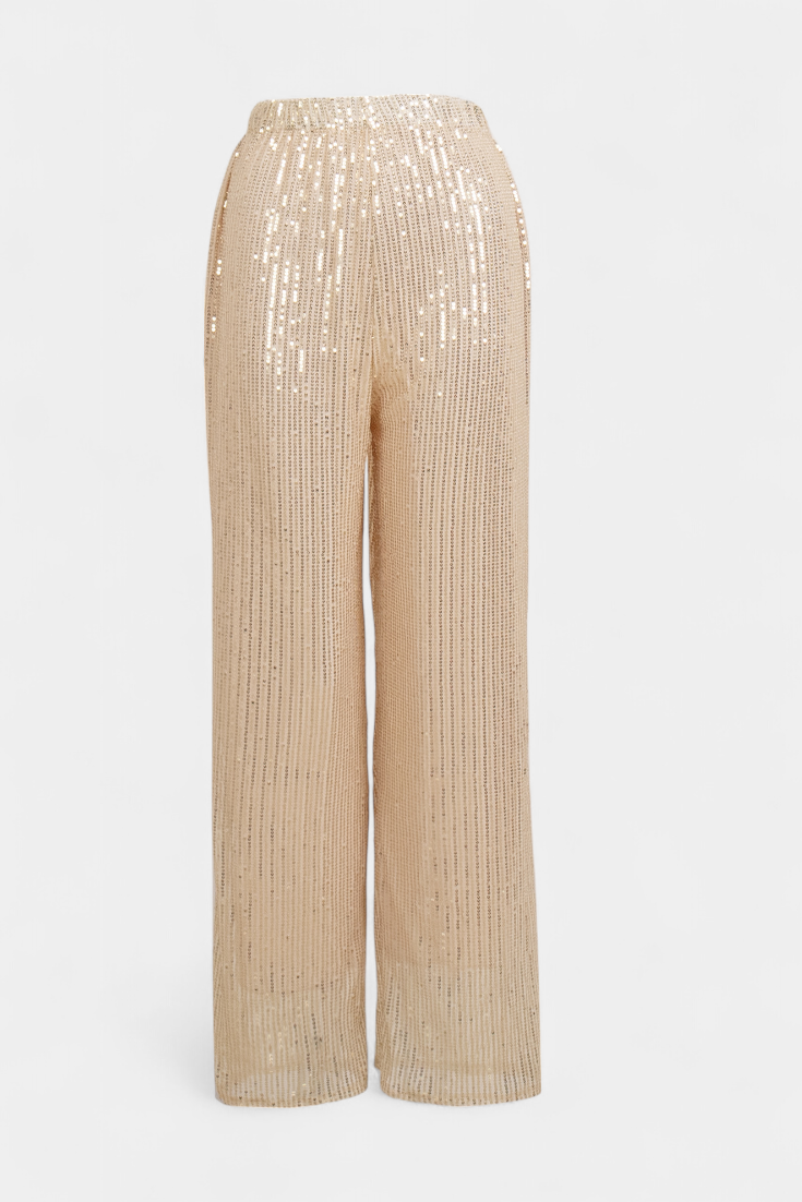 Elva | Lesklé kalhoty s vysokým pasem a volným střihem