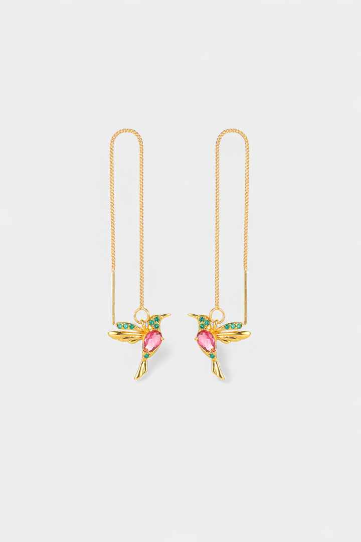 Náušnice s ptačím motivem a smíšeným zirkonem