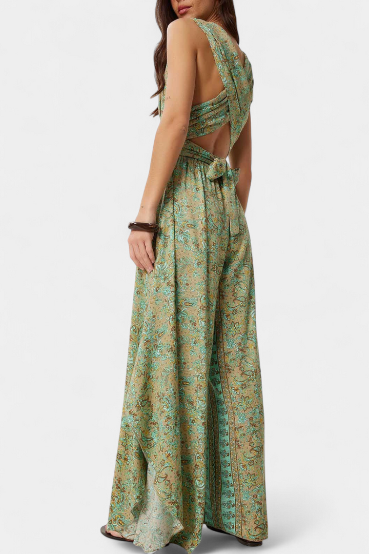 Leandra | Monokini s květinovým vzorem v zelené