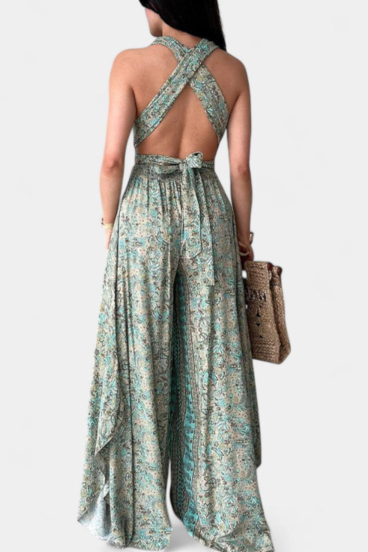 Leandra | Monokini s květinovým vzorem v zelené