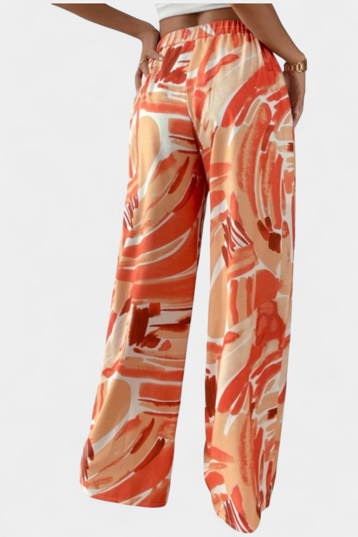 Senda | Kalhoty s širokými nohavicemi a abstraktním vzorem