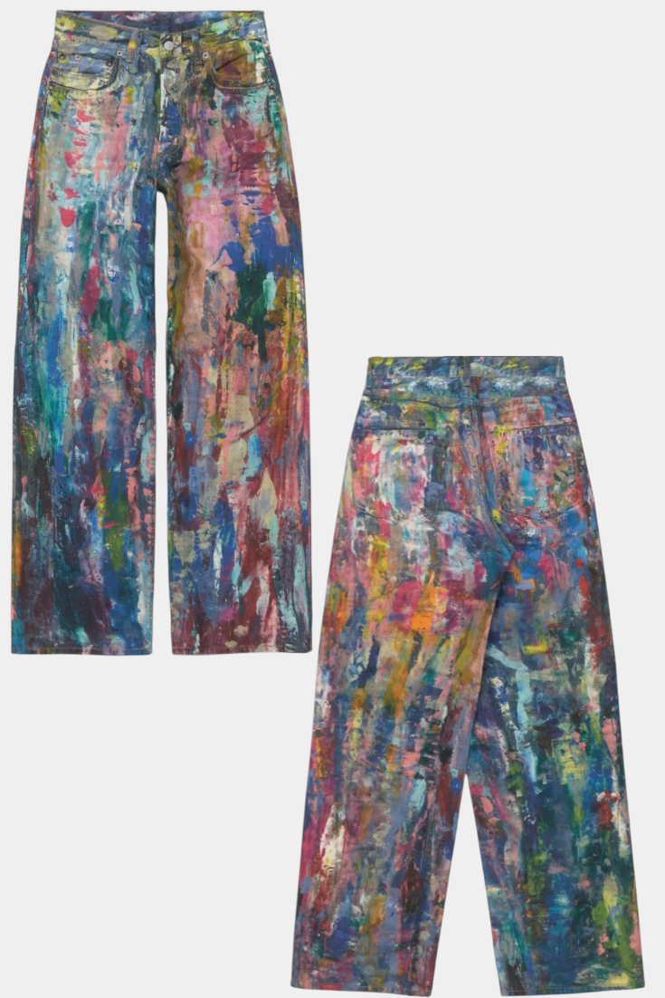 Rana | Džínsy s širokými nohavicemi a uměleckým potiskem