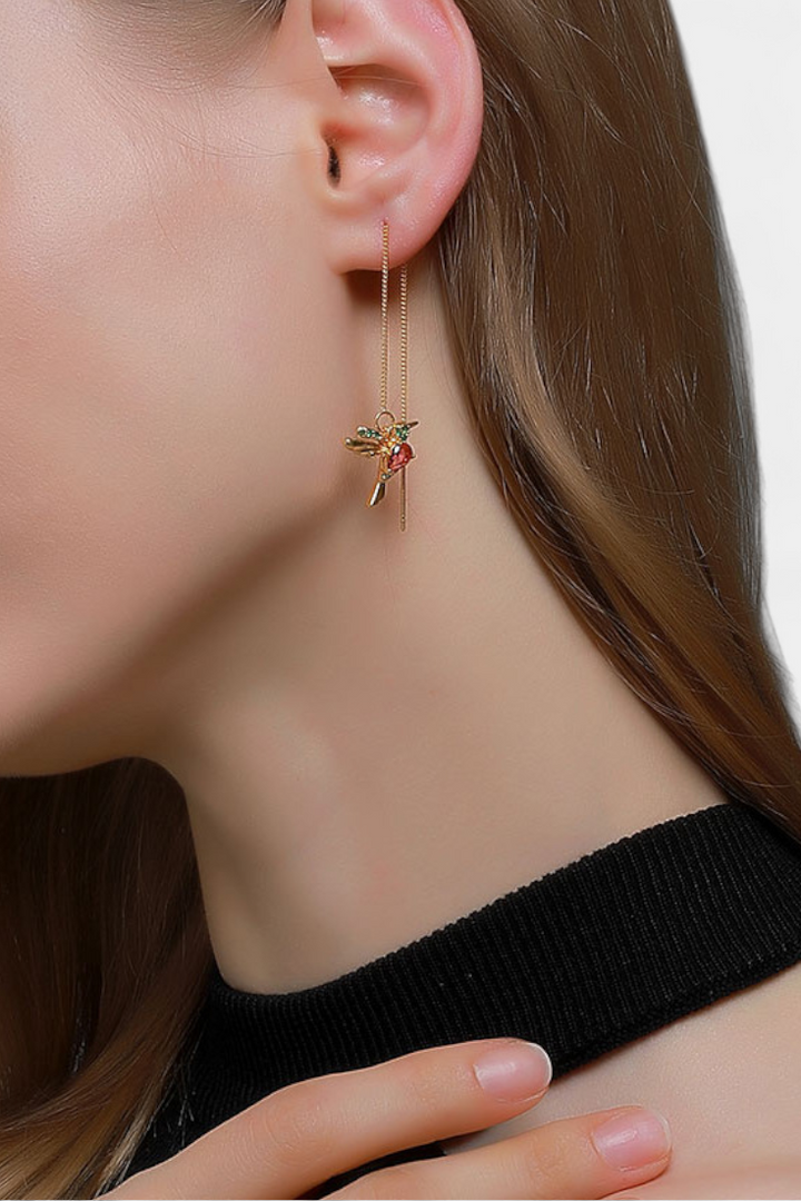 Náušnice s ptačím motivem a smíšeným zirkonem