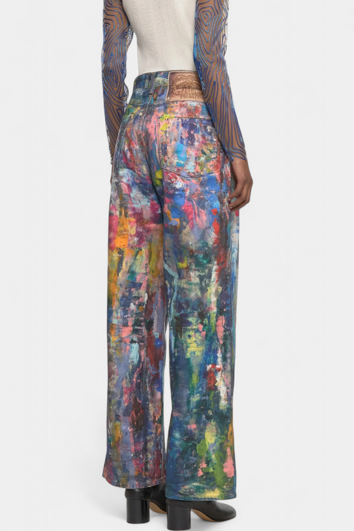 Rana | Džínsy s širokými nohavicemi a uměleckým potiskem