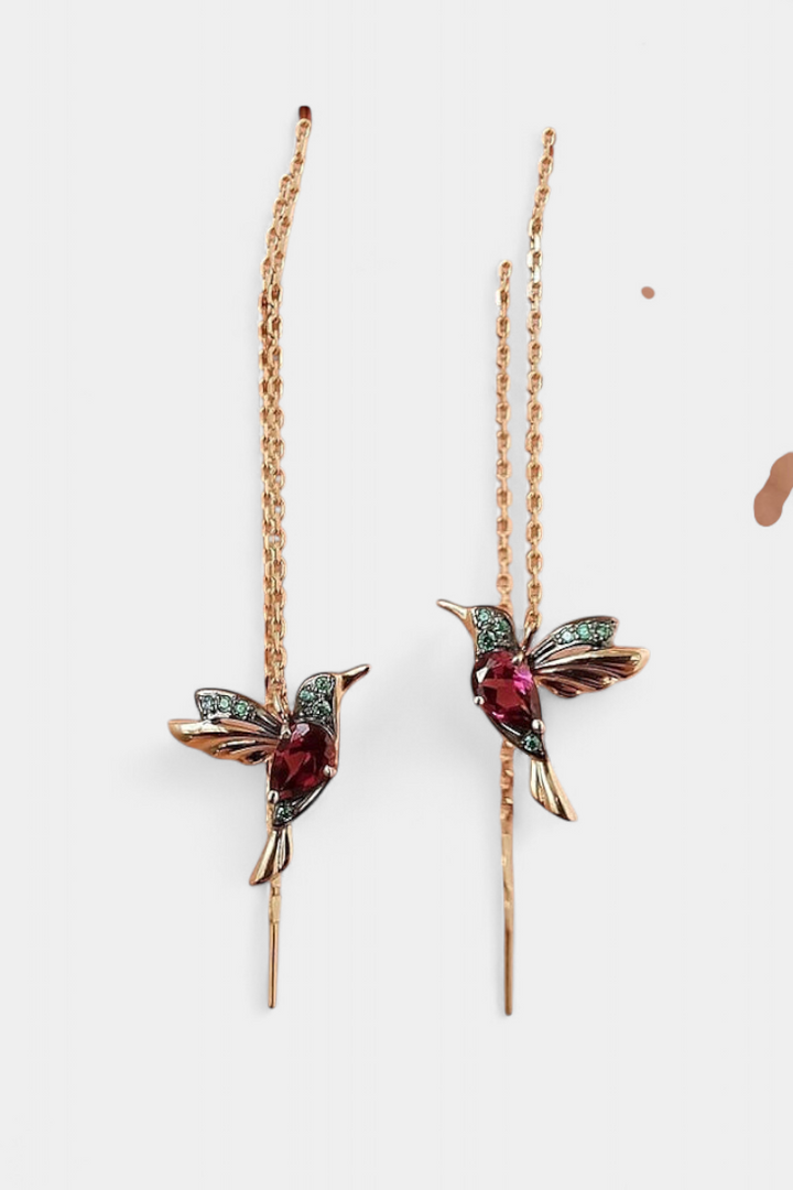 Náušnice s ptačím motivem a smíšeným zirkonem