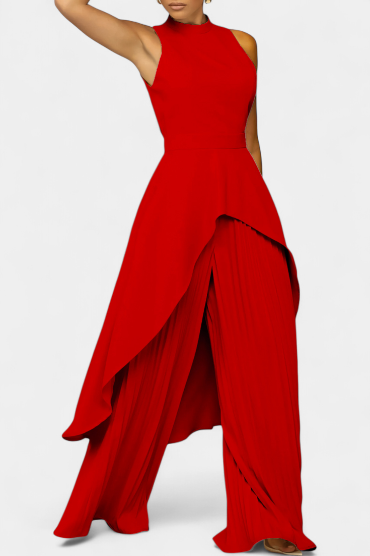 Isabel | Asymetrický komplet s plisovanými kalhotami