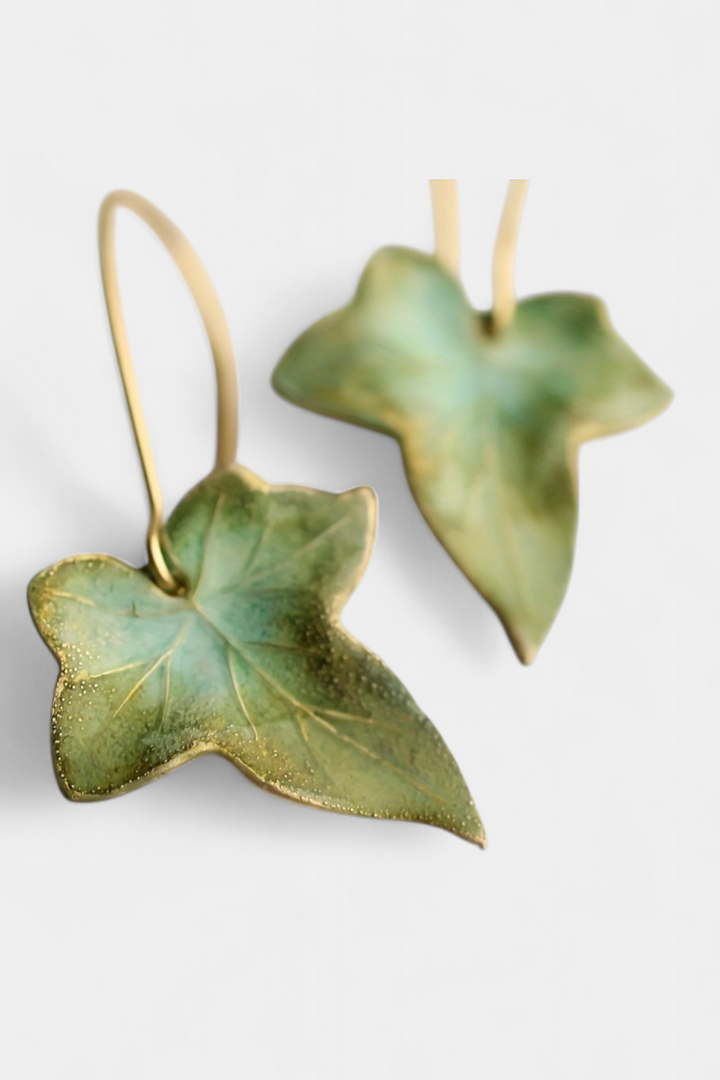 Vintage Zelené Listy Náušnice