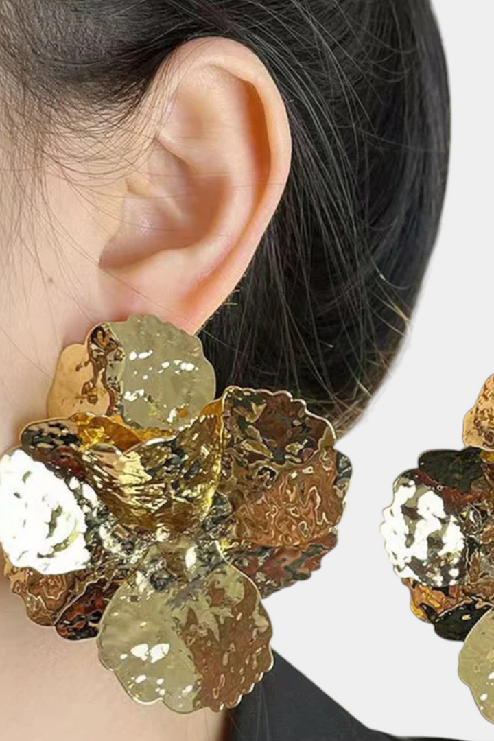 Květinové Tvarované Lesklé Náušnice