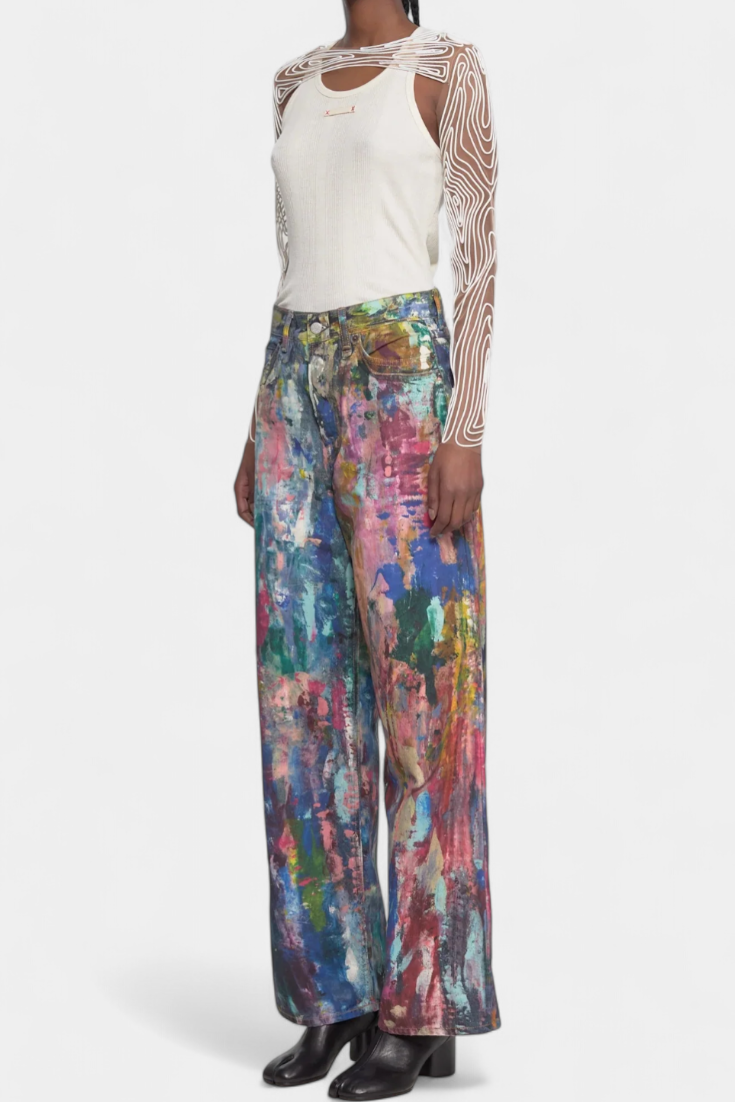 Rana | Džínsy s širokými nohavicemi a uměleckým potiskem