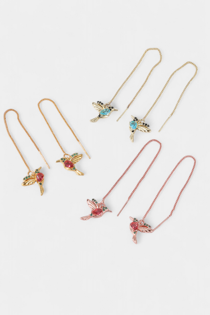 Náušnice s ptačím motivem a smíšeným zirkonem