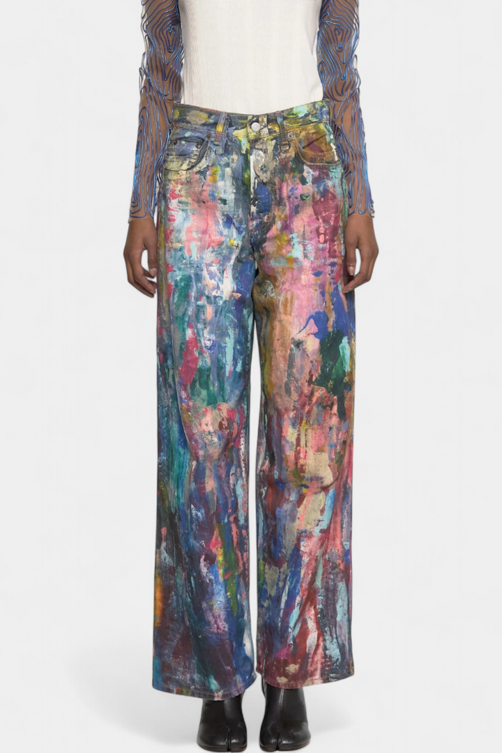 Rana | Džínsy s širokými nohavicemi a uměleckým potiskem