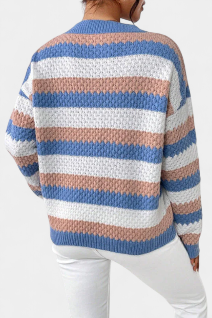 Kristen | Oversized svetr s kulatým výstřihem pruhovaný