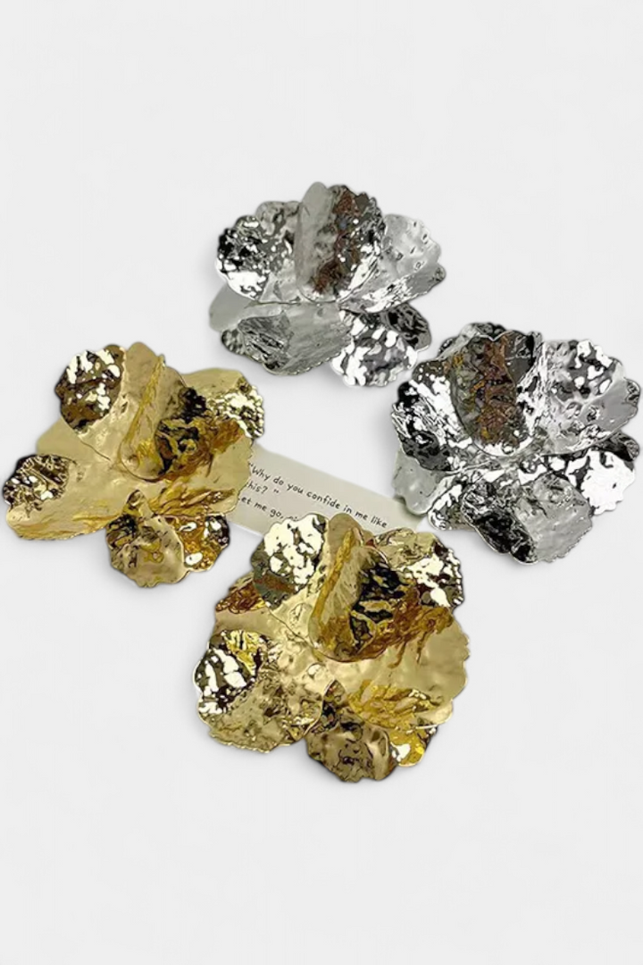 Květinové Tvarované Lesklé Náušnice