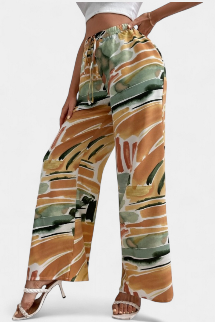 Senda | Kalhoty s širokými nohavicemi a abstraktním vzorem