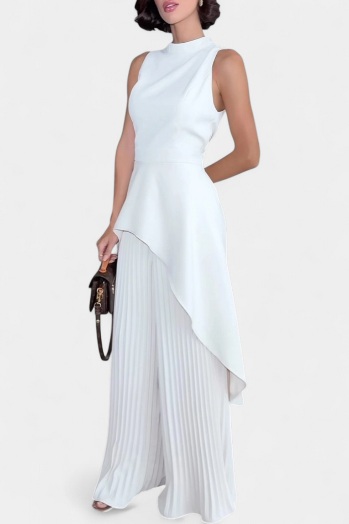 Isabel | Asymetrický komplet s plisovanými kalhotami