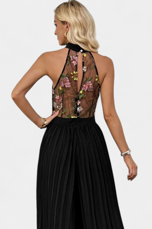 Maruja | Monoklón s květinovou výšivkou a průhlednou krajkou