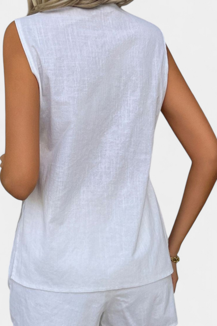 Sofia - Lino Komplekt bez Rukávů v Uvolněném Stylu